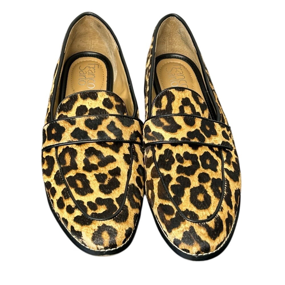 FRANCO SARTO Hudley Leopard Animal‎ Print Loafers Women's Size 8